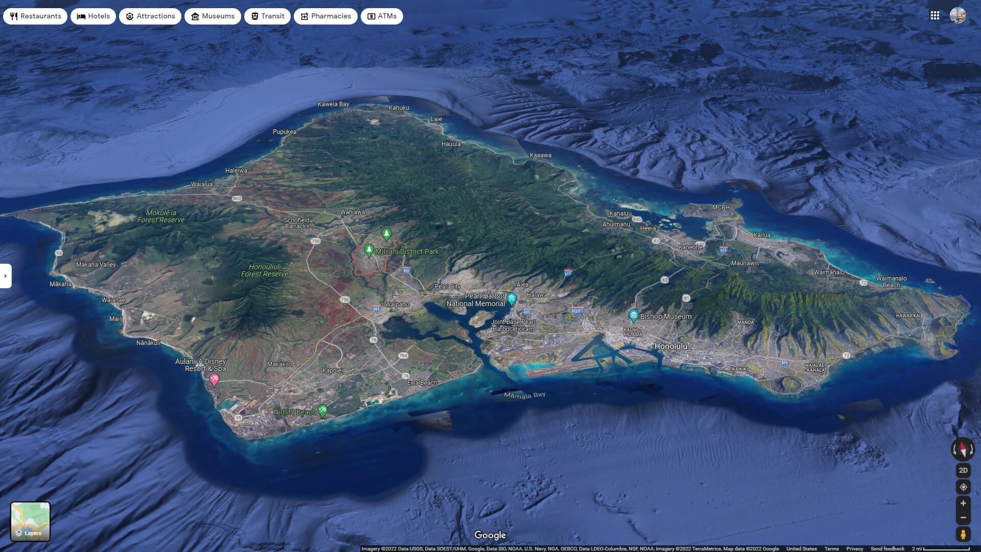 Mililani Town Aerial Map Hawaii
